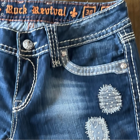 Rock Revival Alanis Boot Cut Woman’s Jeans Size 30 Denim Wash Embroidered - Picture 13 of 16